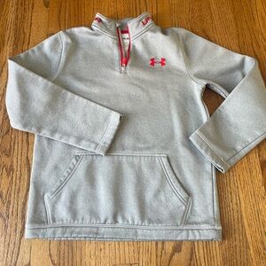 Under Armour Cold Gear Pullover Heather Gray with Red Details